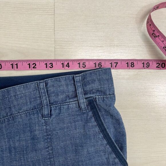Talbots Ankle Pants Roll Tab Women 12 Blue Chambray Casual Elastic Back Comfort - Picture 7 of 12